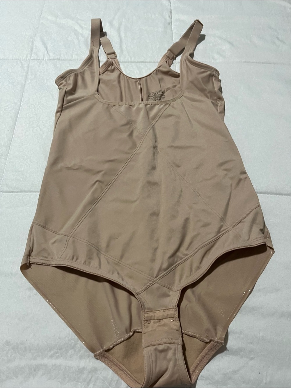 Girls Beige One-Piece Swimsuit with Adjustable Straps